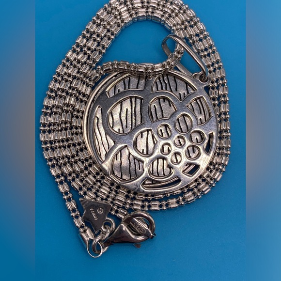 Silpada HTF Sterling Dot Dash Chain & Sterling 4-Way Reversable Floral Pendant - Picture 10 of 12